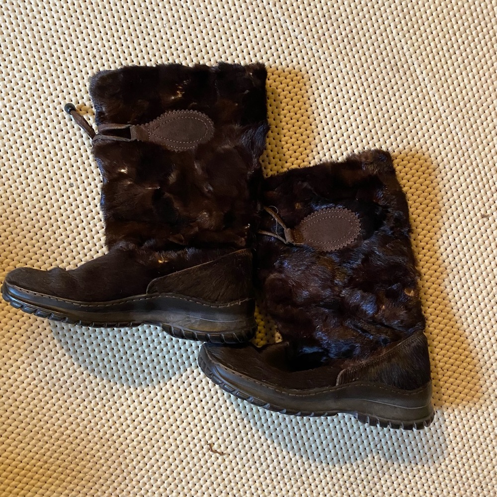Winna Fur Boots, Brown, Italian Made, Women’s 38